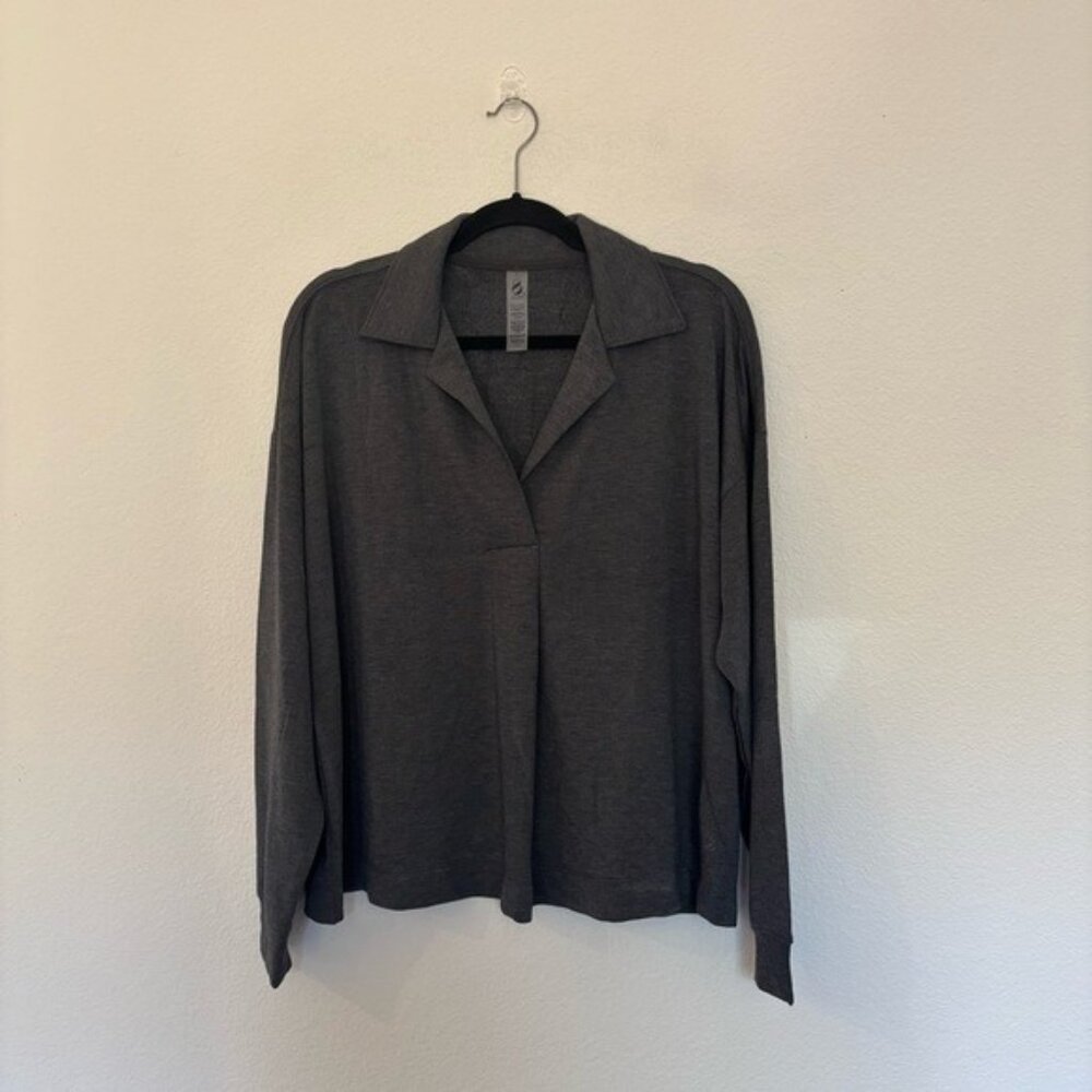 Loft Lou & Grey Loungewear Collar V Neck Sweatshirt NWT